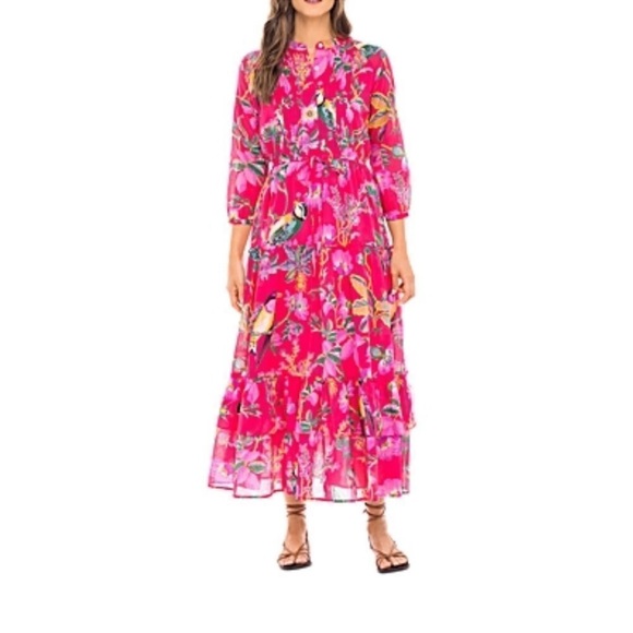 Banjanan Bazaar Pink Floral Maxi Dress Size XS in perfect condition- doesn’t fit - Picture 4 of 9